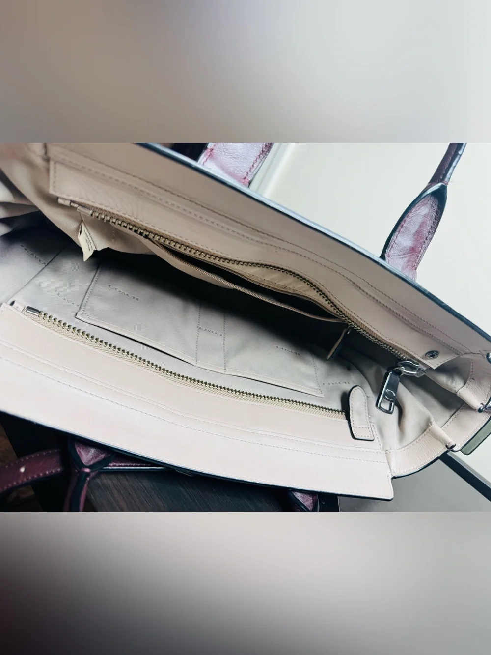 Coach Swagger  Colorblock Leather Satchel in Olive/Blush